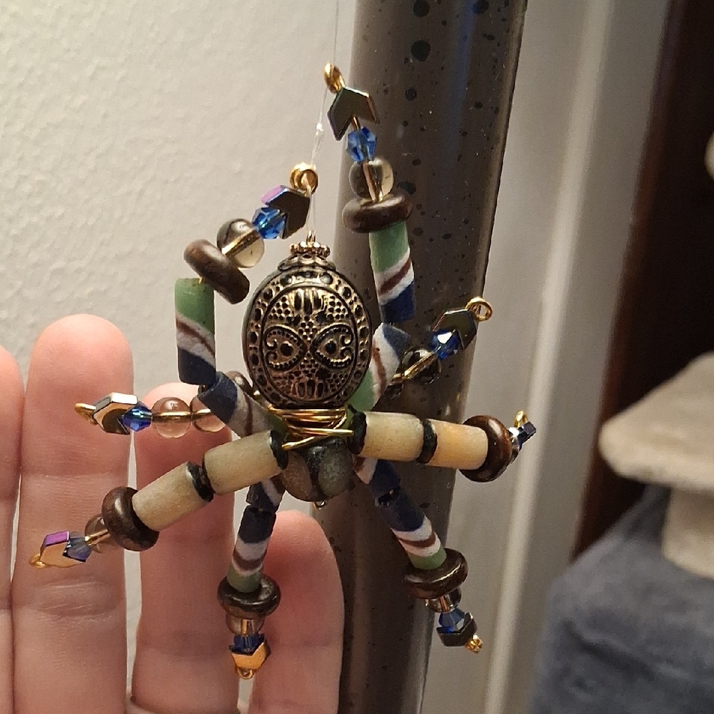 BEADED SPIDER WITH AFRICAN TRADE BEADS